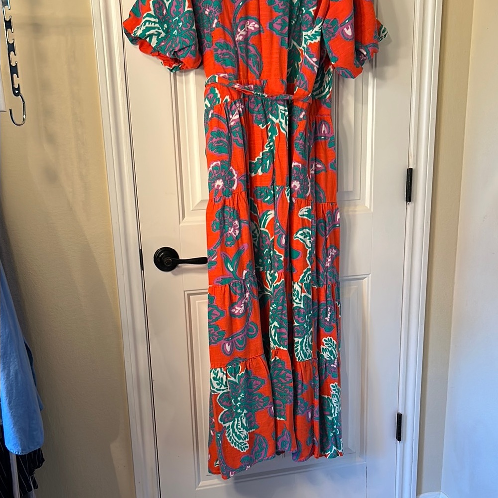 City Chic Floral maxi Dress in Orange and Green! XL - Picture 7 of 8